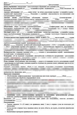 Хирургия: шаблоны карт для стоматологии
